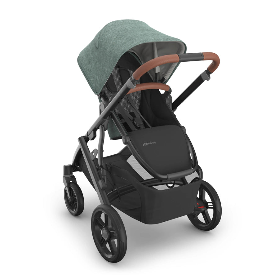 عربة أطفال UPPAbaby Vista V3 - جوين - مزيج أخضر | هيكل من الكربون | جلد سرج عربة أطفال UPPAbaby Vista V3 - جوين - مزيج أخضر | هيكل من الكربون | جلد سرج