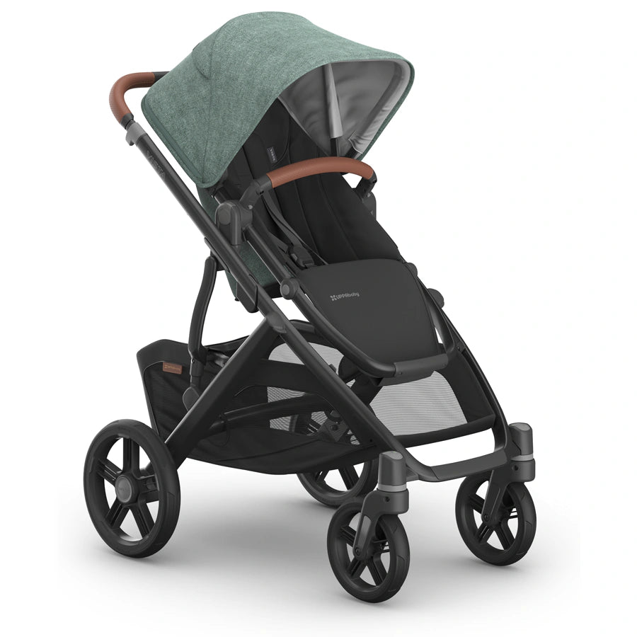 عربة أطفال UPPAbaby Vista V3 - جوين - مزيج أخضر | هيكل من الكربون | جلد سرج عربة أطفال UPPAbaby Vista V3 - جوين - مزيج أخضر | هيكل من الكربون | جلد سرج
