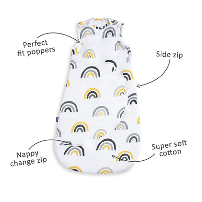 SnuzPouch Sleeping Bag, 1.0 Tog, 0-6M (Mustard Rainbow)