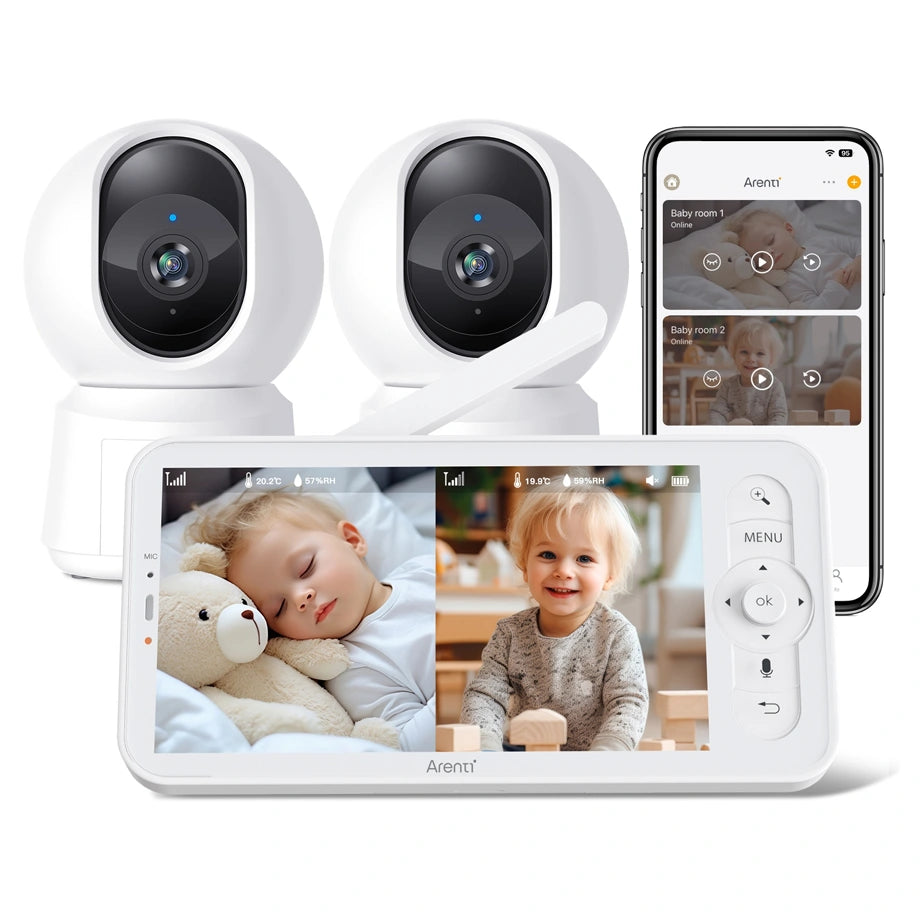 Arenti 2MP 1080P Wi-Fi Video Baby Monitor Kit with Dual Cameras and LCD Screen