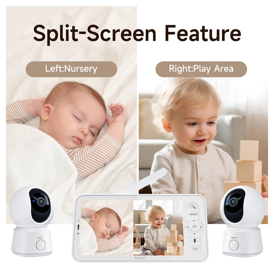 Arenti 2MP 1080P Wi-Fi Video Baby Monitor Kit with Dual Cameras and LCD Screen