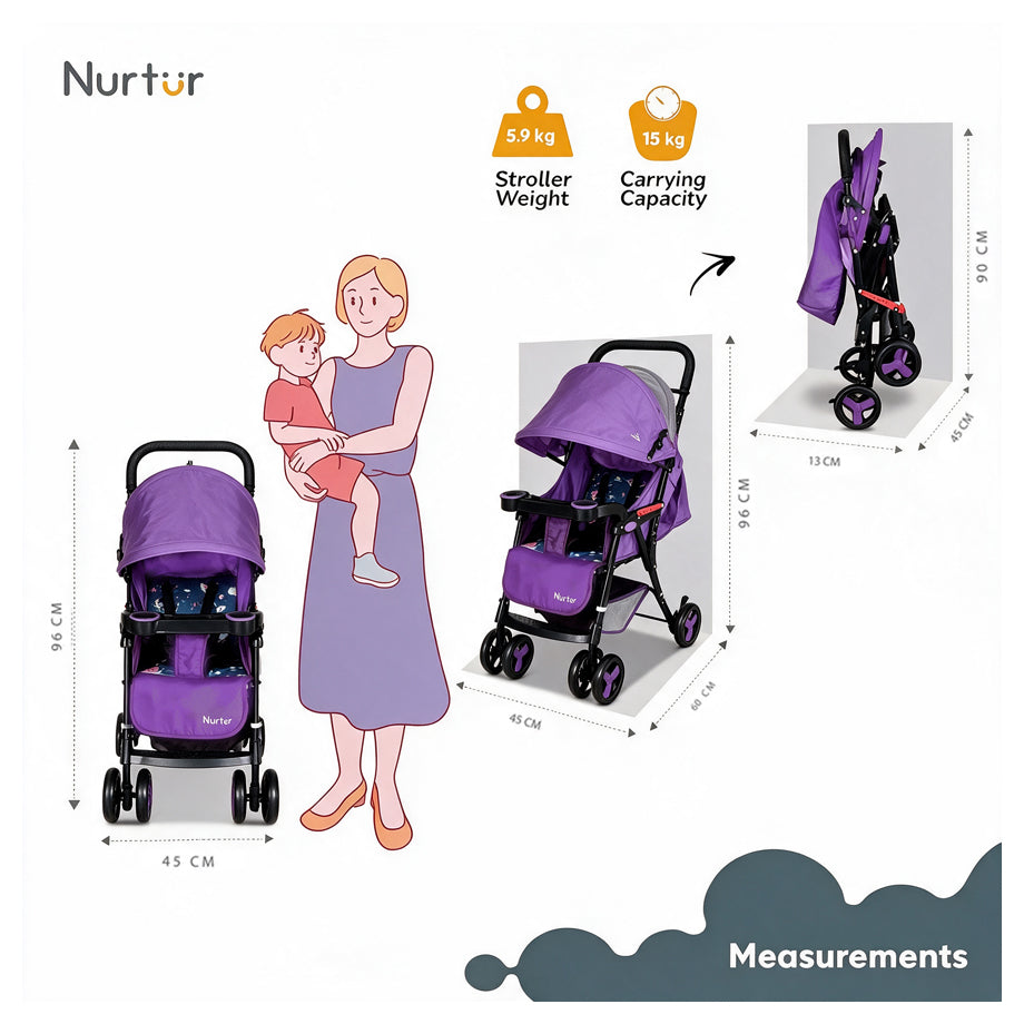Nurtur Ryder Lightweight Baby Stroller (Purple)