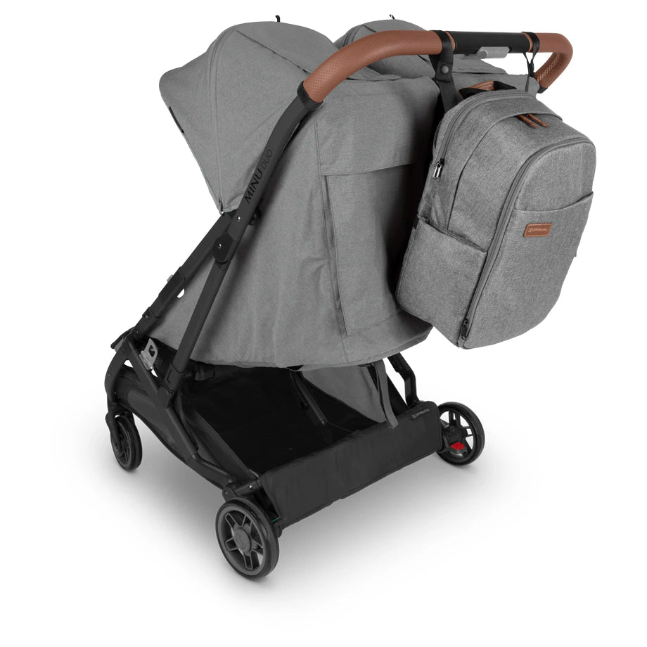 UPPAbaby Minu Duo Stroller Greyson Charcoal Mélange with Carbon Frame & Saddle Leather