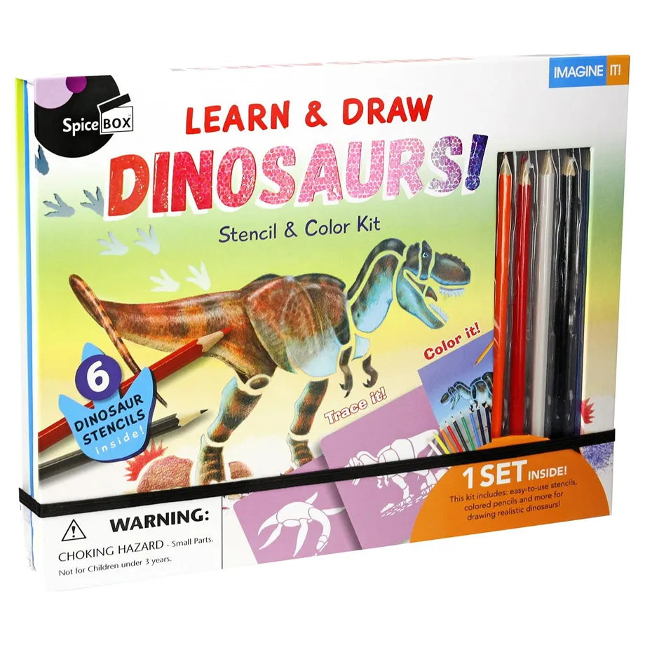 SpiceBox Dinosaurs Learn & Draw Dinosaurs! Stencil & Color Craft Kit ...
