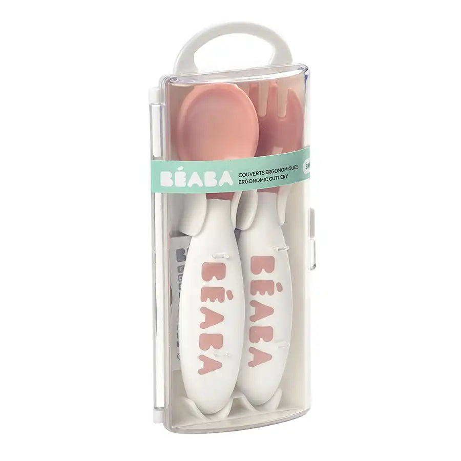 Beaba Training Fork And Spoon 2nd Age (Old Pink)