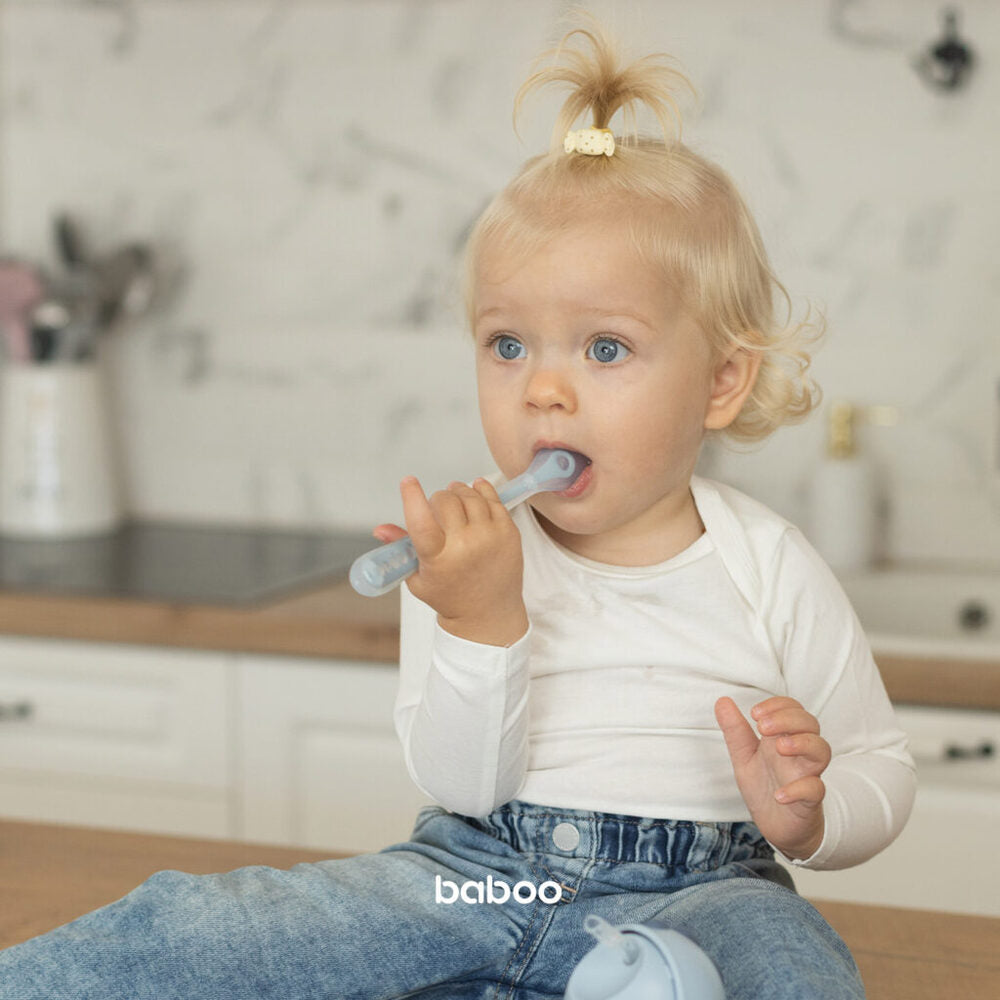 Baboo 6m+ Silicone Spoon for Babies (Blue)