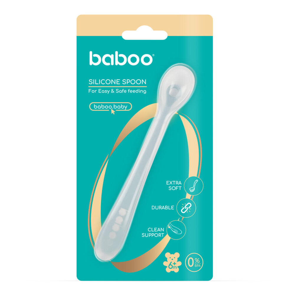 Baboo 6m+ Silicone Spoon for Babies (Blue)