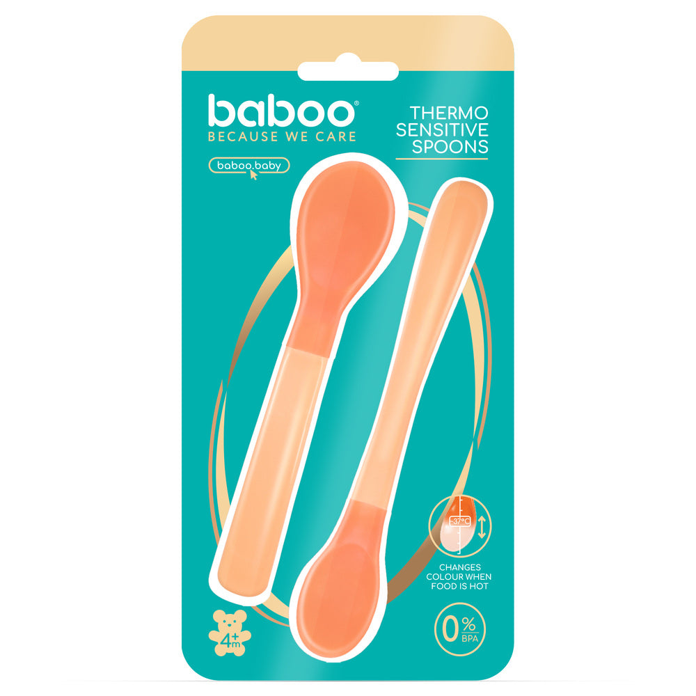 Baboo Heat Sensitive Spoons for Babies (Peachy Keen)