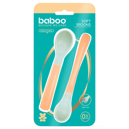 Baboo 2-Pack Soft-Tip Silicone Weaning Spoons (Peachy Keen)