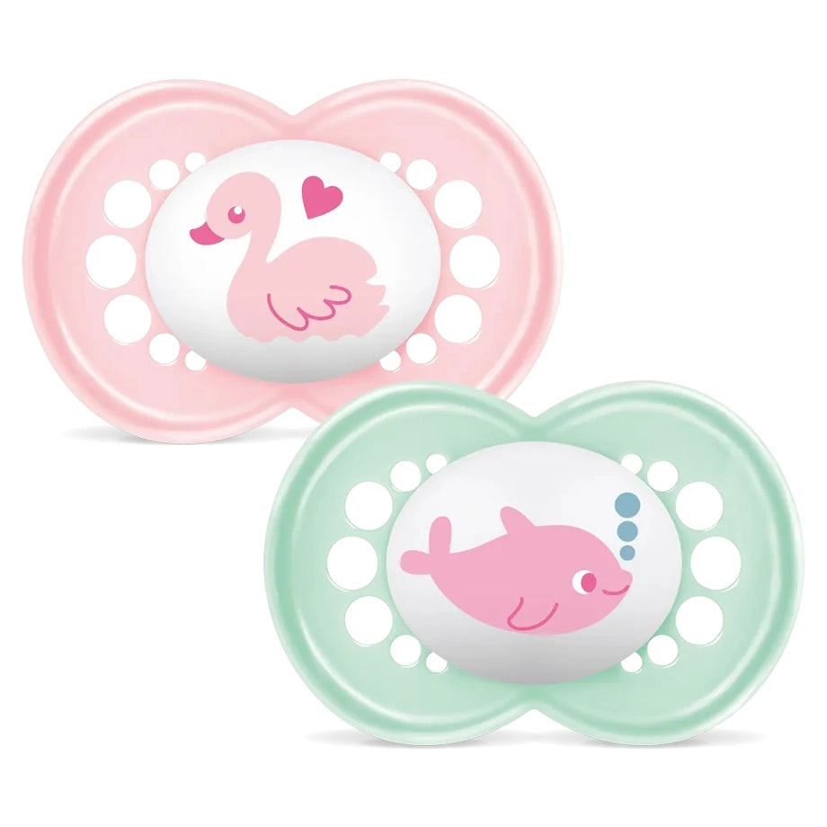 Mam Baby Original Silicone Pacifier 6M+ Pack Of 2 (Sealife Pink & Green)