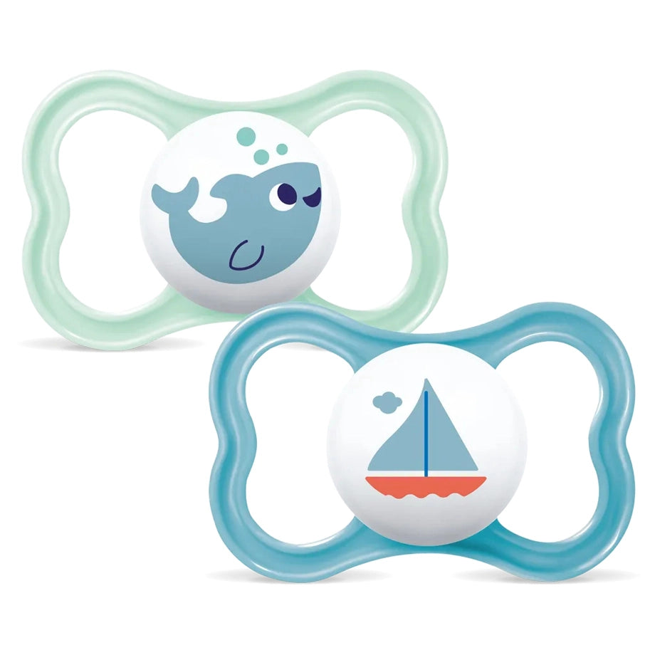 Mam Baby Supreme Silicone Pacifier 6M+ Pack Of 2 (Sealife Green & Blue)