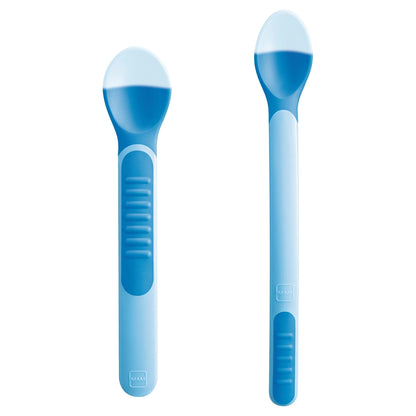 Mam Baby Feeding Spoons & Cover - 6M+ Pack Of 3 (Blue)