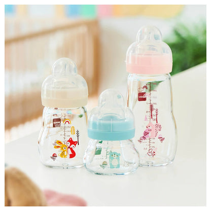 Mam Baby Feel Good Glass Bottle - 0M+ - 90Ml Pack Of 1 (Sealife Blue)