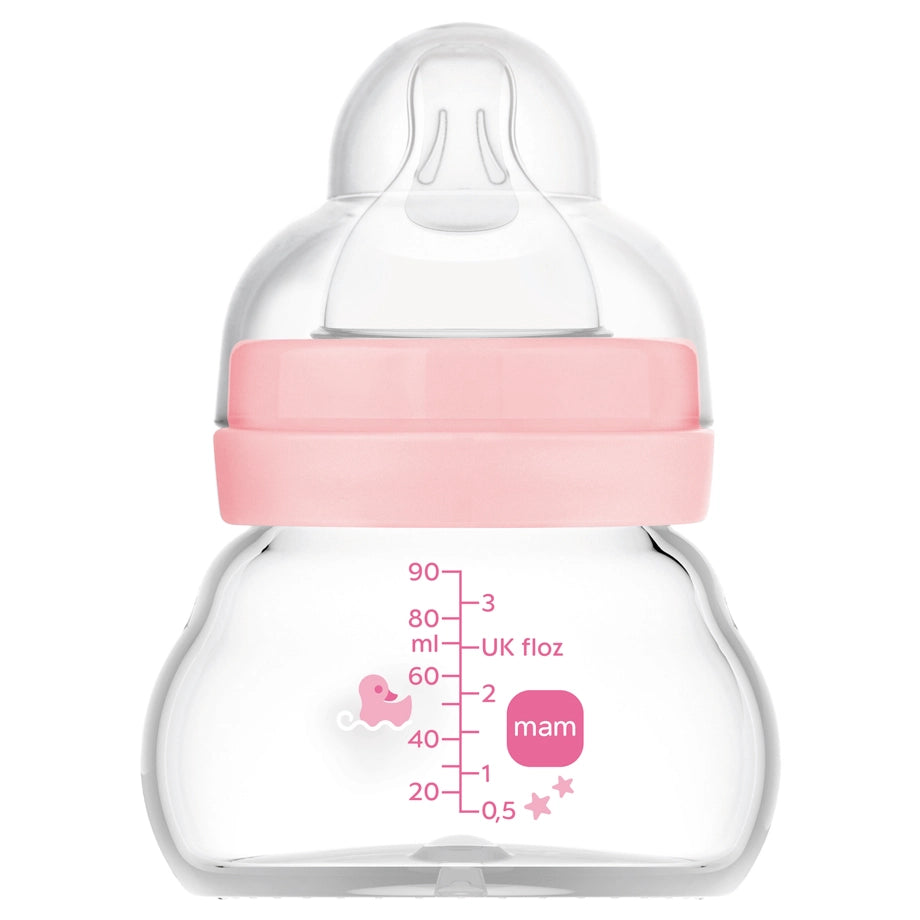 Mam Baby Feel Good Glass Bottle - 0M+ - 90Ml Pack Of 1 (Sealife Pink)