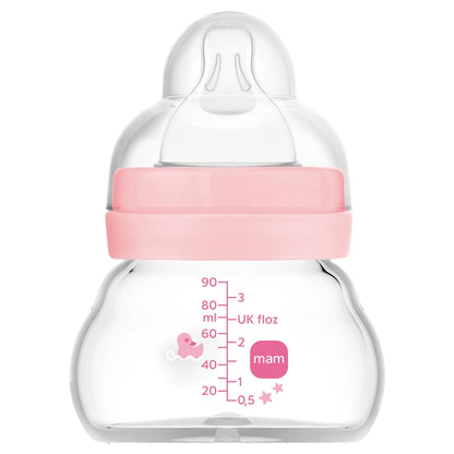 Mam Baby Feel Good Glass Bottle - 0M+ - 90Ml Pack Of 1 (Sealife Pink)