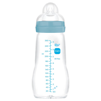 Mam Baby Feel Good Glass Bottle - 2M+ - 260Ml Pack Of 1 (Sealife Blue)
