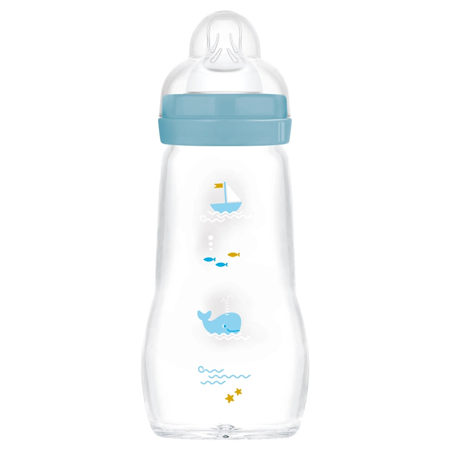 Mam Baby Feel Good Glass Bottle - 2M+ - 260Ml Pack Of 1 (Sealife Blue)