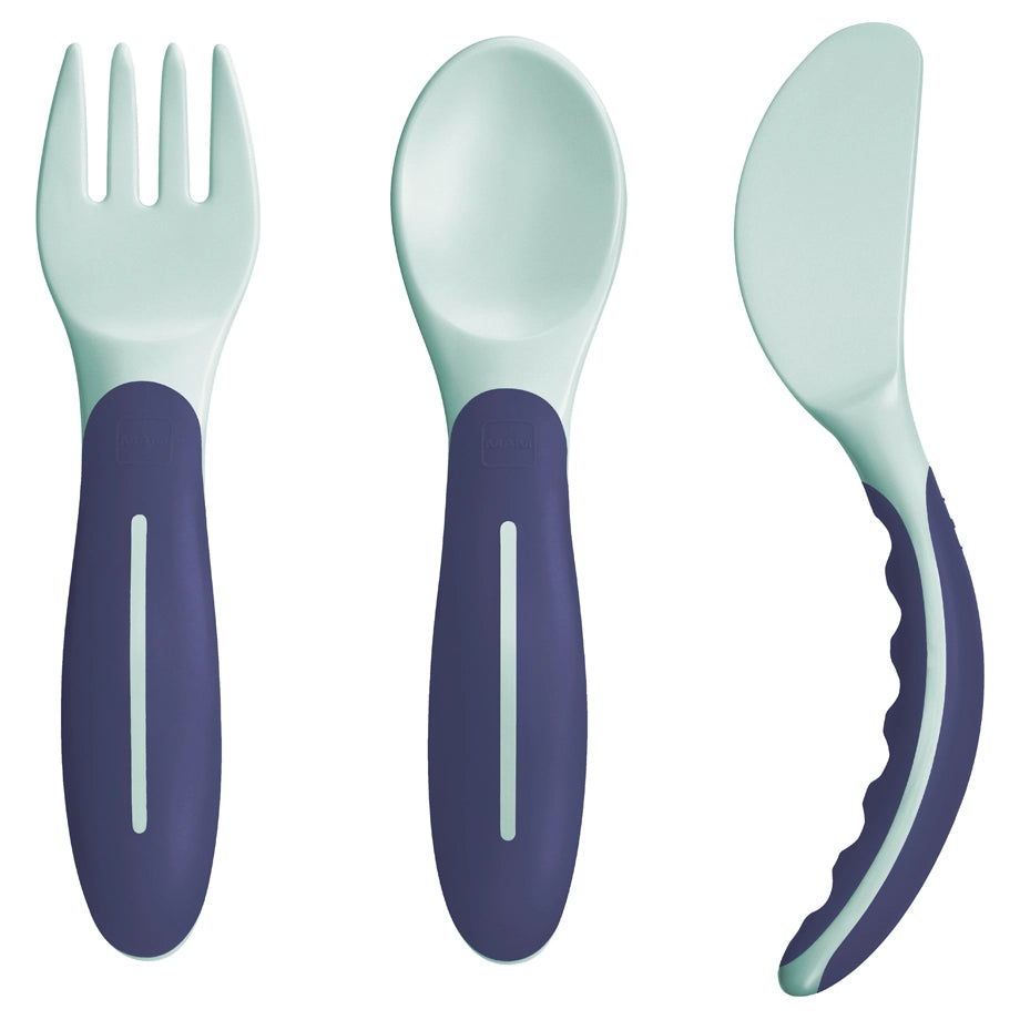 Mam Baby Cutlery Set - 6M+ Pack Of 3 (Blue)