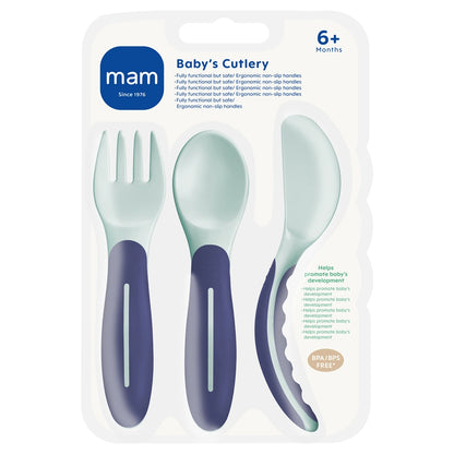 Mam Baby Cutlery Set - 6M+ Pack Of 3 (Blue)