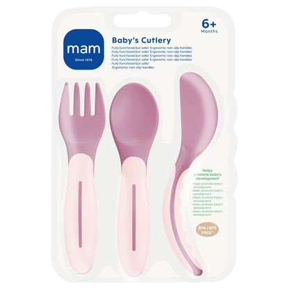 Mam Baby Cutlery Set - 6M+ Pack Of 3 (Pink)