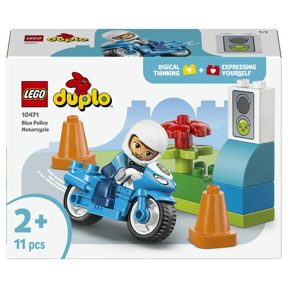 LEGO DUPLO Town Blue Police Motorcycle 10471 Building Toy Set (11 Pieces)