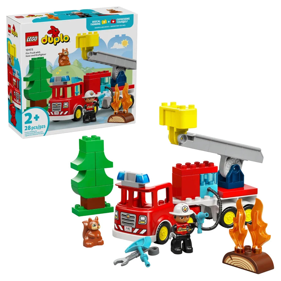 LEGO DUPLO Town Fire Truck with Hose and Firefighter 10473 Building Toy Set (28 Pieces)