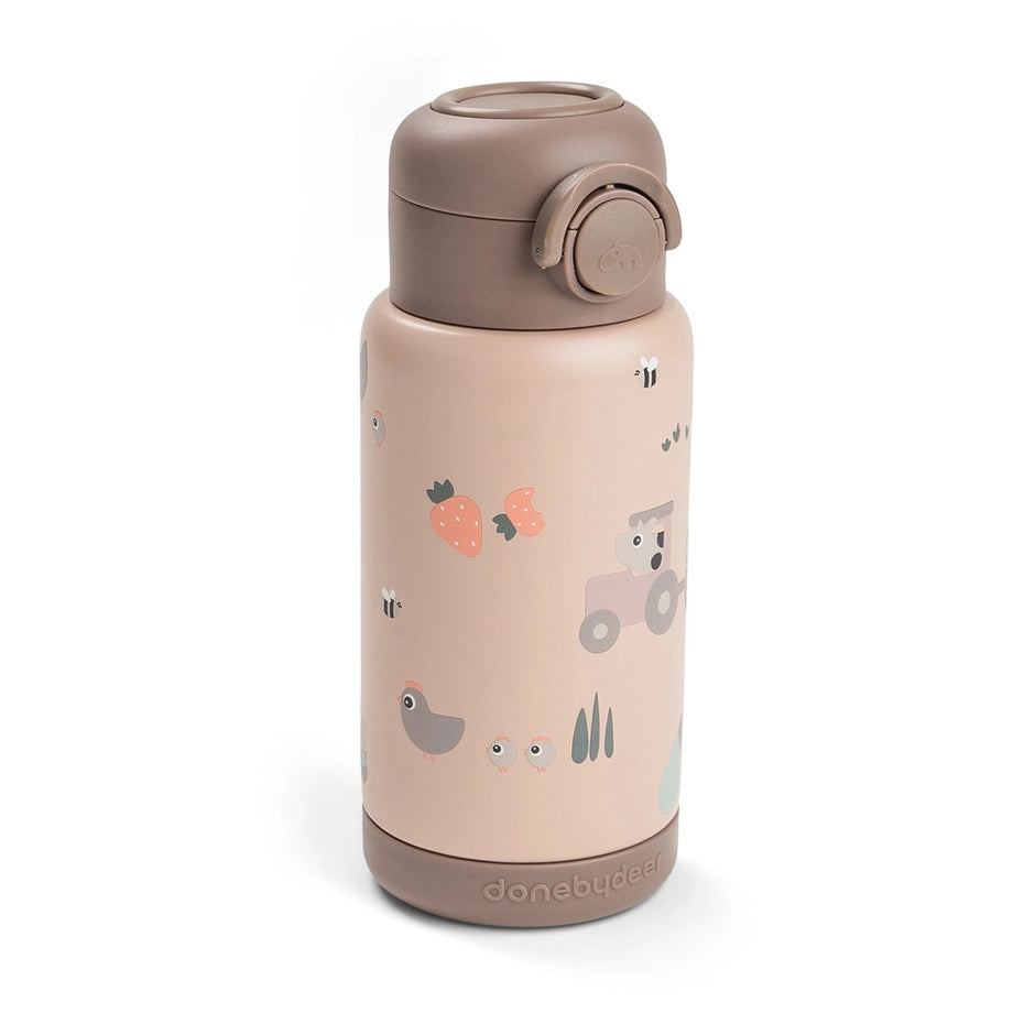 Done By Deer Insulated Straw Bottle Tiny Farm (Powder, 340 ml)