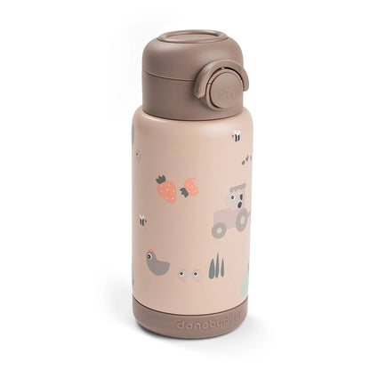 Done By Deer Insulated Straw Bottle Tiny Farm (Powder, 340 ml)