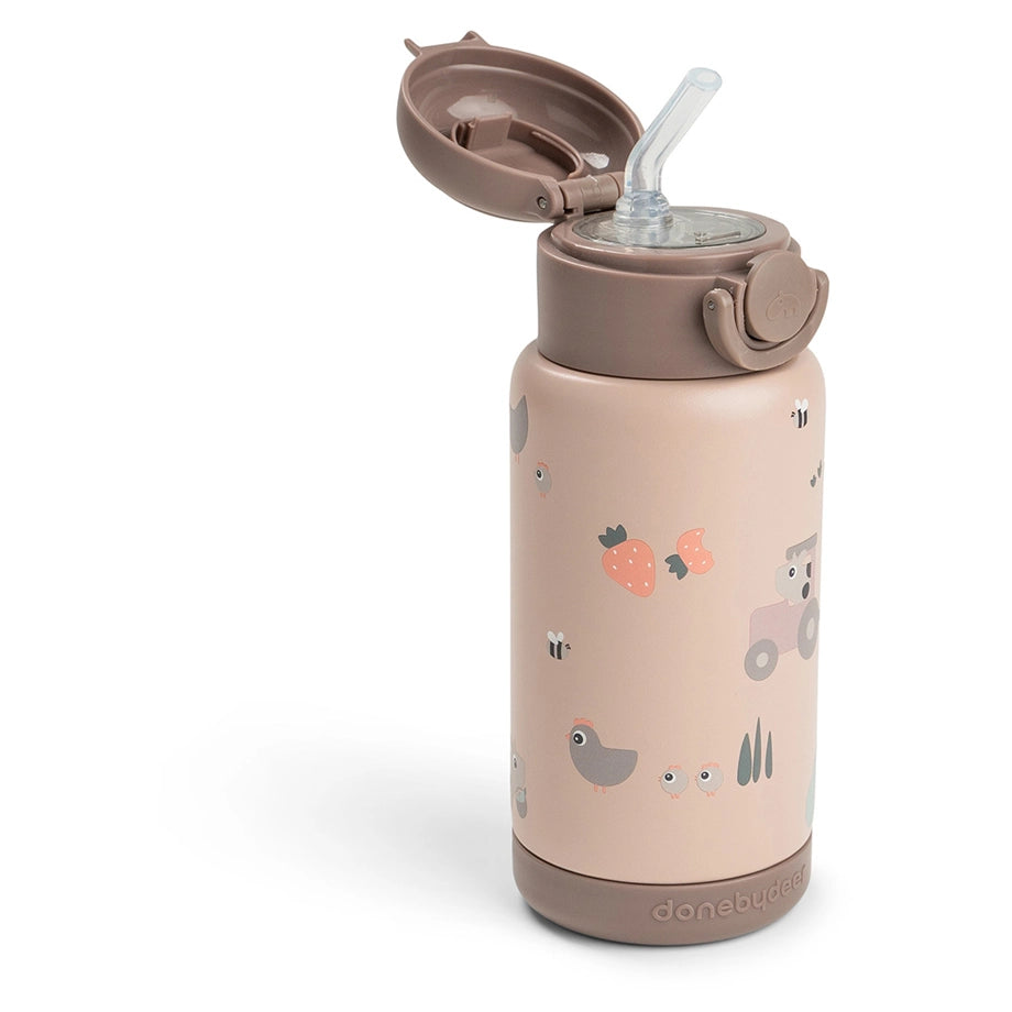 Done By Deer Insulated Straw Bottle Tiny Farm (Powder, 340 ml)