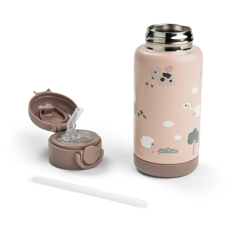 Done By Deer Insulated Straw Bottle Tiny Farm (Powder, 340 ml)