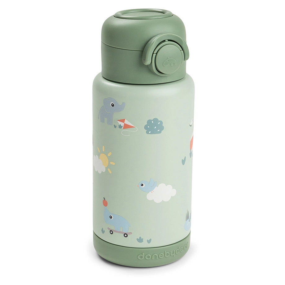 Done By Deer Insulated Straw Bottle Playground (Green, 340 ml)
