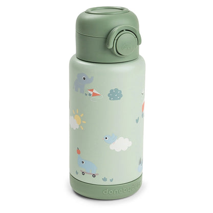 Done By Deer Insulated Straw Bottle Playground (Green, 340 ml)