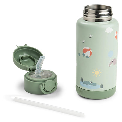 Done By Deer Insulated Straw Bottle Playground (Green, 340 ml)
