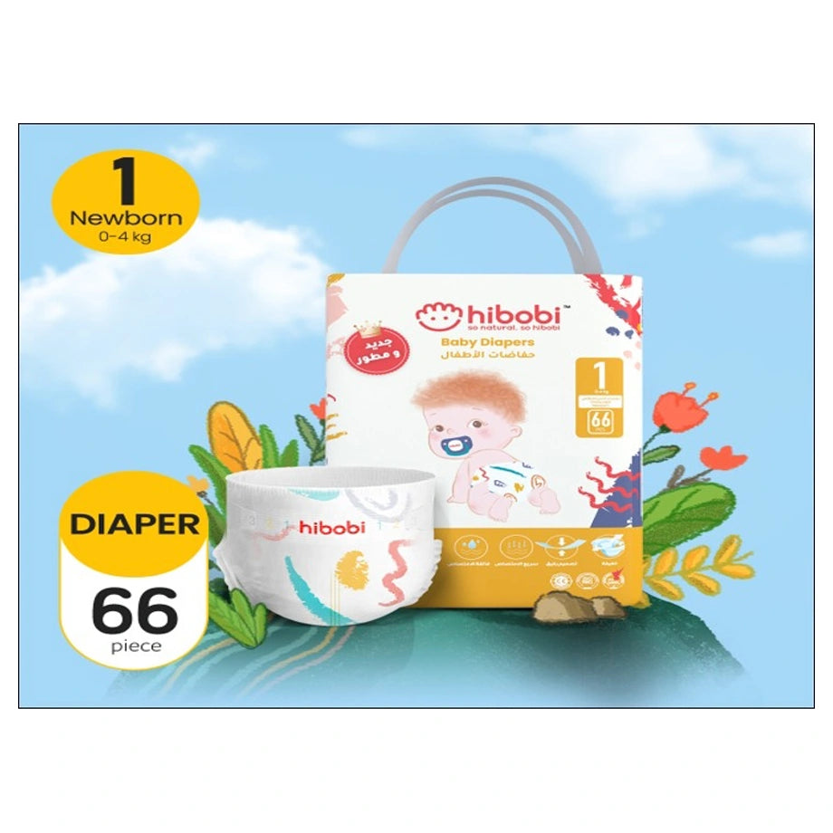 Hibobi Baby Diapers Size Newborn (NB) Pack of 66