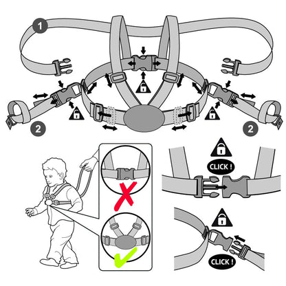 Clippasafe Designer Dinosaur Harness & Reins with Anchor Straps (Black/Orange)