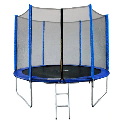 Dynamic Sports Funjump 10FT Blue Trampoline with Safety Net, Short Poles & Ladder