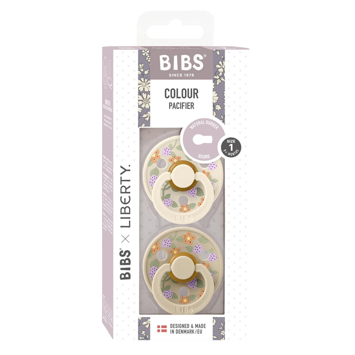 Bibs x Liberty 2 Pack Colour Strawberries and Cream Latex Size 1 Ivory Mix