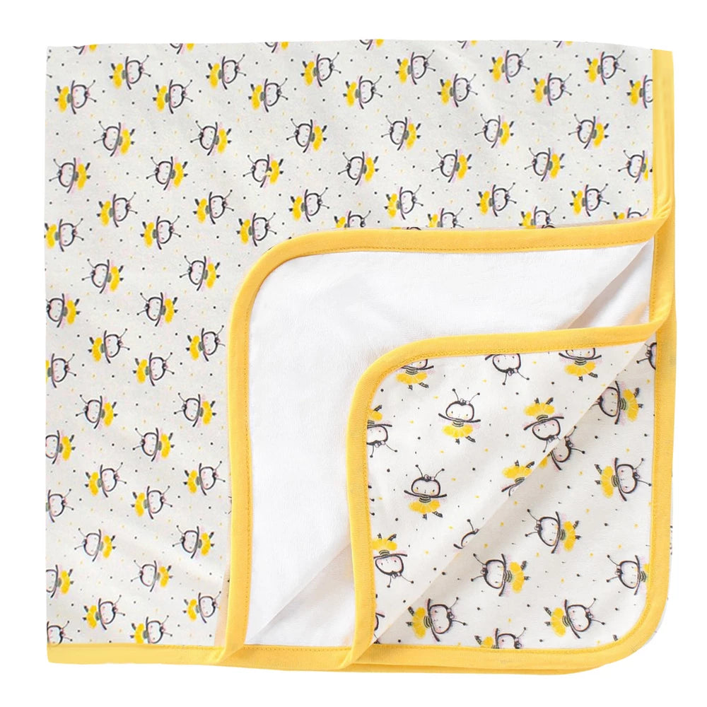 Bonfino Premium 100% Organic Cotton Diaper Changing Mat with Dancing Bees (Pink) - 83.5x83.5cm