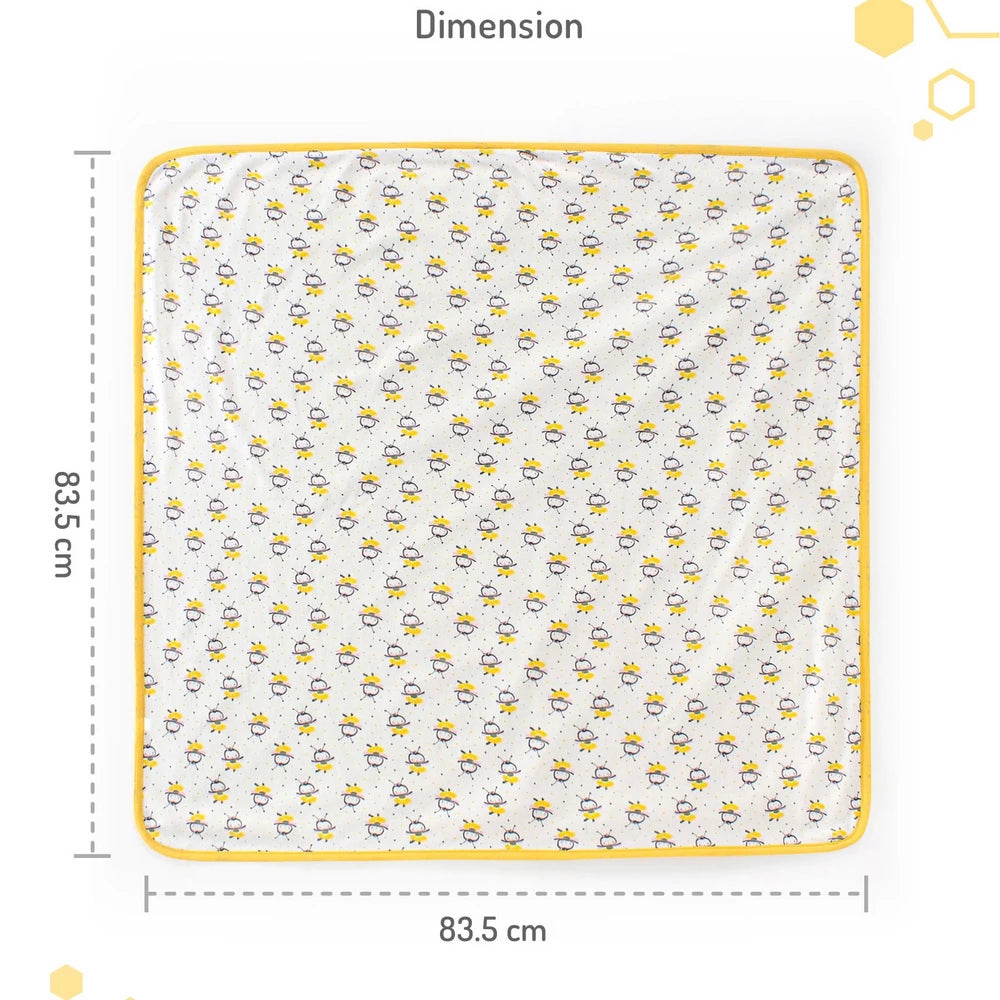 Bonfino Premium 100% Organic Cotton Diaper Changing Mat with Dancing Bees (Pink) - 83.5x83.5cm