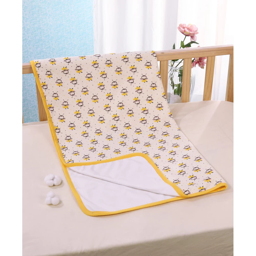 Bonfino Premium 100% Organic Cotton Diaper Changing Mat with Dancing Bees (Pink) - 83.5x83.5cm