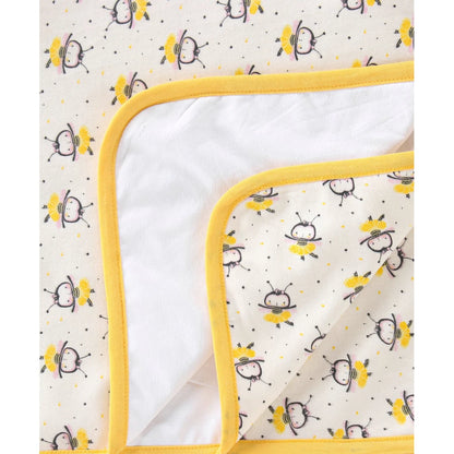 Bonfino Premium 100% Organic Cotton Diaper Changing Mat with Dancing Bees (Pink) - 83.5x83.5cm