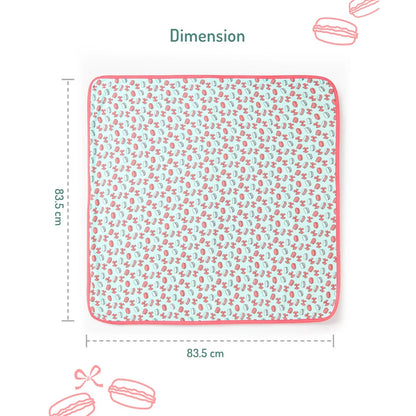 Bonfino Premium 100% Organic Cotton Diaper Changing Mat with Macaroon Print (Pink) - 83.5 x 83.5cm