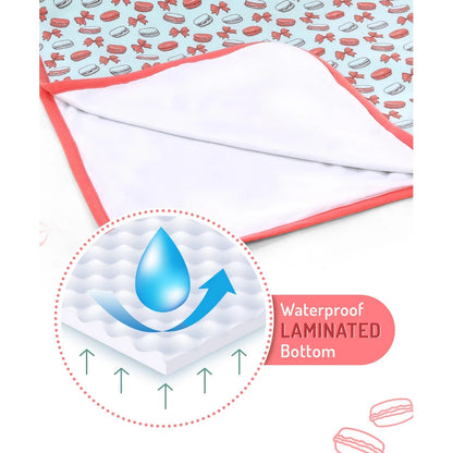 Bonfino Premium 100% Organic Cotton Diaper Changing Mat with Macaroon Print (Pink) - 83.5 x 83.5cm