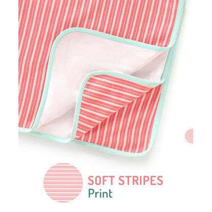 Bonfino Premium 100% Organic Cotton Diaper Changing Mat with Stripes Print (Pink) - 83.5 x 83.5cm