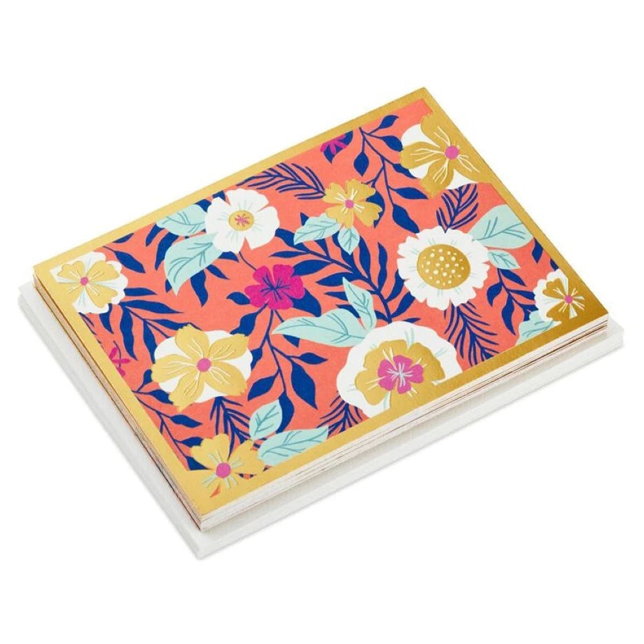 Hallmark Coral with Flowers Blank Note Cards (Pack of 10)