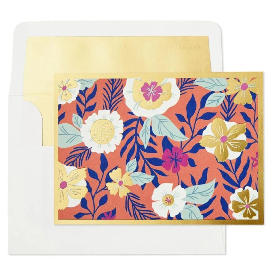 Hallmark Coral with Flowers Blank Note Cards (Pack of 10)