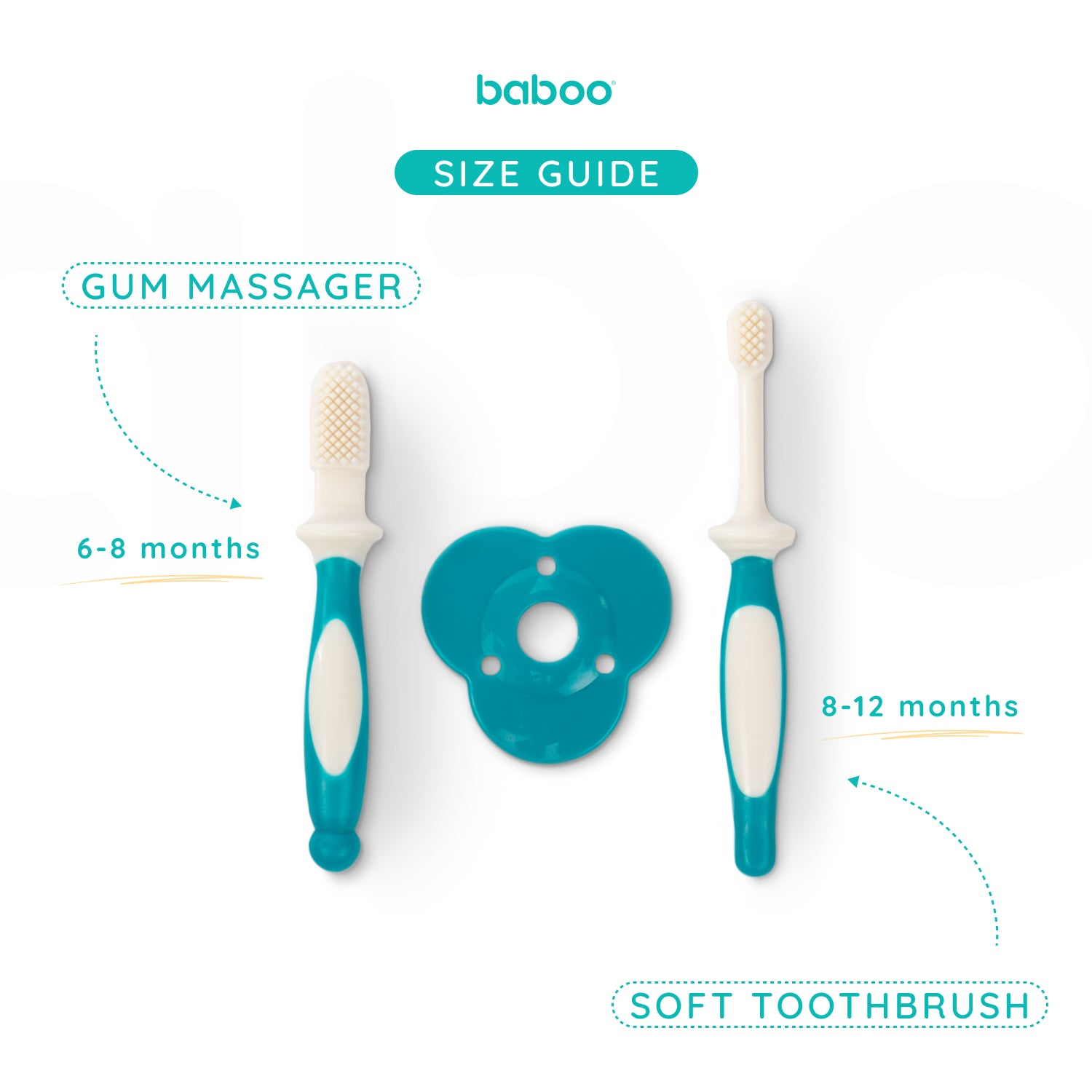 Baboo 6m+ Silicone Baby Toothbrush Set (Lagoon Fiesta)