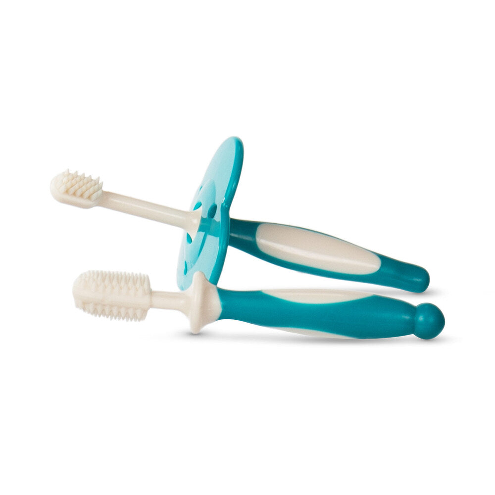 Baboo 6m+ Silicone Baby Toothbrush Set (Lagoon Fiesta)