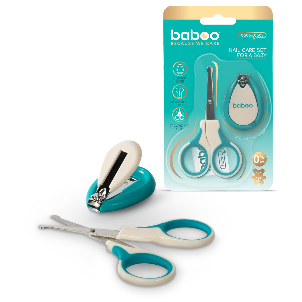 Baboo Manicure Kit for Babies Scissors & Nail Clipper 0m+ (Lagoon Fiesta)