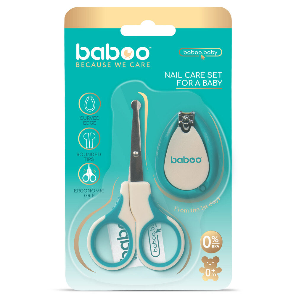 Baboo Manicure Kit for Babies Scissors & Nail Clipper 0m+ (Lagoon Fiesta)